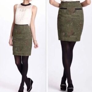 Anthropologie Meadow Rue Embroidered Pencil Skirt